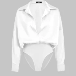 Patchwork Satin Bodysuit -Women's Clothing Store ee9cb96a f8ee 4d73 bd22 b1f5abfc652e