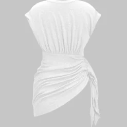 Ruched Asymmetrical Tie Knot T-Shirt -Women's Clothing Store ef030afc 7294 4318 a411 304a00760afd