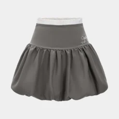 High Waist Ruched Bow Embroidery Skirt