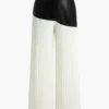 Knit Faux Leather Patchwork Trousers