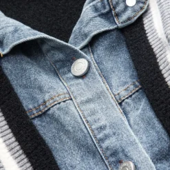 Knit Button Patchwork Denim Long Sleeve Cardigan -Women's Clothing Store ef97a73a ff97 47ca 98b9 28665404e415