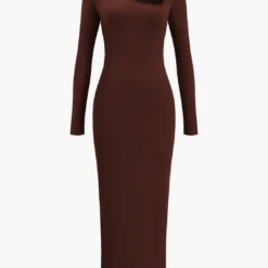 Asymmetrical Neck Slit Maxi Dress -Women's Clothing Store efb95cd4 2c4b 48c1 b8c9 5f4feb87da01