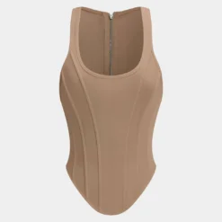 Zipper Tie-Up Corset Waist Tank Top -Women's Clothing Store efed77b7 3206 435f 9b99 e9c6fdfc5ea4