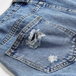 Denim Asymmetry Ripped Button Pocket Shorts -Women's Clothing Store f01d12db 0615 4d6c b6bd d9992e26f70f