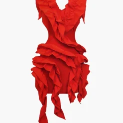 Solid Backless Pleated Ruffle Midi Dress -Women's Clothing Store f0458476 9eee 4e1b 9b52 177056227ef9