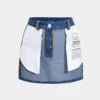 Reversible Letter Print Pocket Denim Mini Skirt
