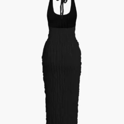 Sheer Ruffle Texture Halter Backless Maxi Dress -Women's Clothing Store f0d238e8 8a1b 4feb bfae 5c5d52c8fde5