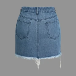 Letter Print Frayed Hem Denim Skirt -Women's Clothing Store f0d5c68a 48d5 4c76 b4c6 a163fd3907a4