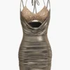 Backless Tie-Up Sequin Mini Dress