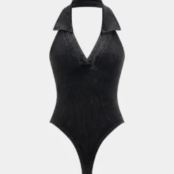 Backless Halter V-Neck Bodysuit