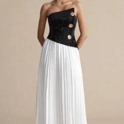 Solid Patchwork Pleated Asymmetrical Maxi Dress -Women's Clothing Store f3f4f46d a621 48ec 87f9 6caa9f1dfbdd