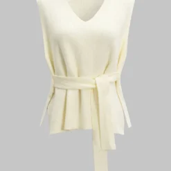 Knit Tie-Up V-Neck Sleeveless Vest