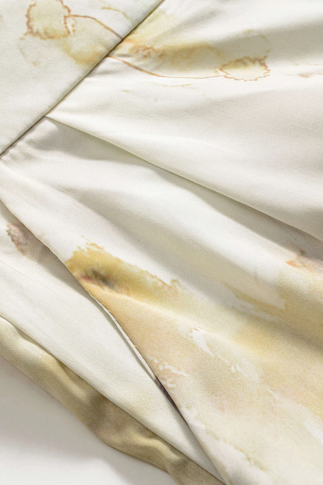 Abstract Watercolor Print Satin Ruched Button Pocket Wide Leg Trousers 3 Abstract Watercolor Print Satin Ruched Button Pocket Wide Leg Trousers - Image 3