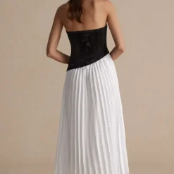 Solid Patchwork Pleated Asymmetrical Maxi Dress -Women's Clothing Store f6c172b5 0b85 4305 8d5e 0c115f54b702