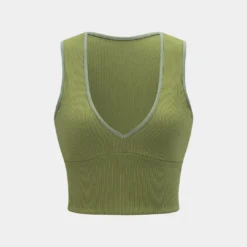 Stitching Detail Sleeveless V-Neck Tank Top