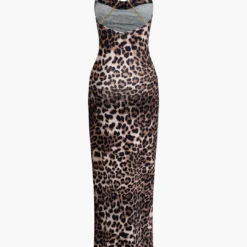 Leopard Print Cross Chain Backless Cowl Neck Slit Maxi Dress -Women's Clothing Store f9fe4268 7196 42ae 95b2 7b29930332a3