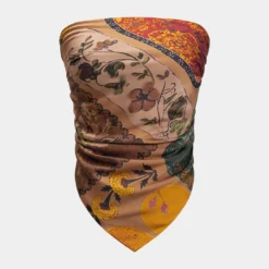 Retro Print Satin Tie-Up Tube Top