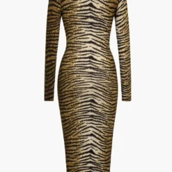 Leopard Print Long Sleeve Slim Midi Dress -Women's Clothing Store fb7e3881 e4c8 4eaa 9308 988586ddabe9