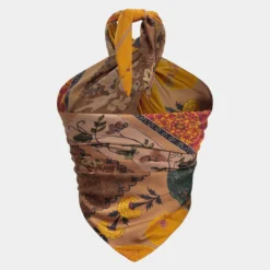 Retro Print Satin Tie-Up Tube Top -Women's Clothing Store fc709e1a 895e 4267 a490 db0cd69fe90c