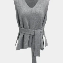 Knit Tie-Up V-Neck Sleeveless Vest -Women's Clothing Store fd6ae99f 5deb 4081 a31b b3b31d9342a4