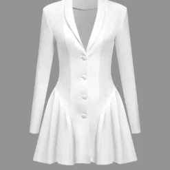 Solid Ruched V Neckline Mini Dress