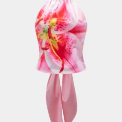 Floral Print Satin Tie Backless Cami Top