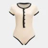 Knit Button Short Sleeve Bodysuit