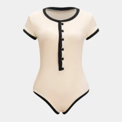 Knit Button Short Sleeve Bodysuit